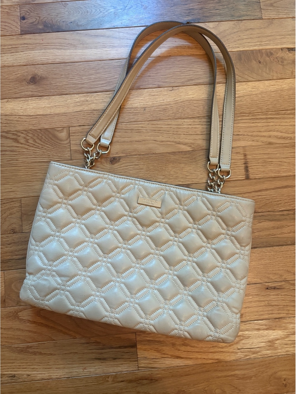 Kate Spade New York Quilted Leather Shoulder Bag in Beige